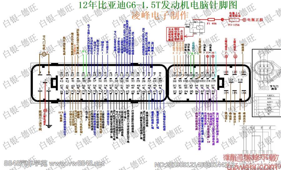 12年比亚迪G6-1.5T发动机电脑针脚图